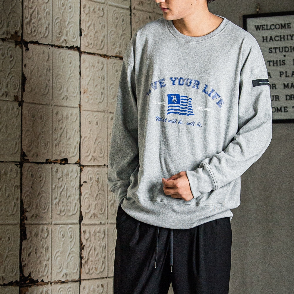 RESOUND CLOTHING リサウンド クロージング ロンT college long sleave RC31-T-008 GREY