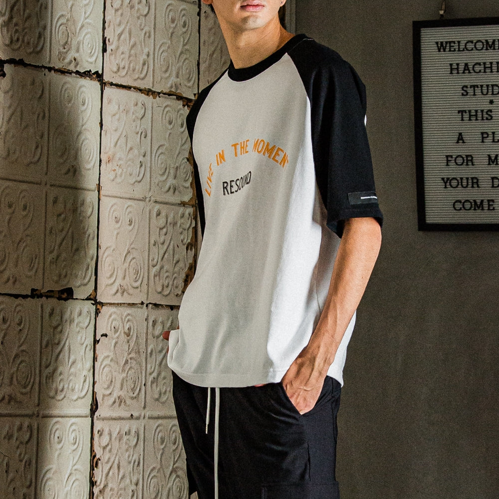 RESOUND CLOTHING リサウンド クロージング Tシャツ RAGLAN LOOSE TEE RC31-T-001 WHITExBLACK