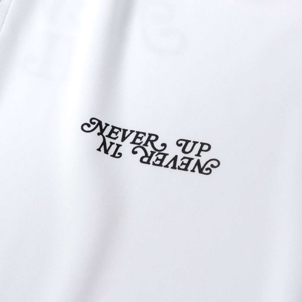 BANDEL GOLF バンデルゴルフ ポロシャツ NEVER UP,NEVER IN SYMMETRIC LOGO SMOOTH POLO BG-NISP001 WHITExBLACK ホワイト ブラック