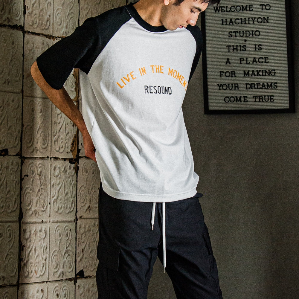 RESOUND CLOTHING リサウンド クロージング Tシャツ RAGLAN LOOSE TEE RC31-T-001 WHITExBLACK