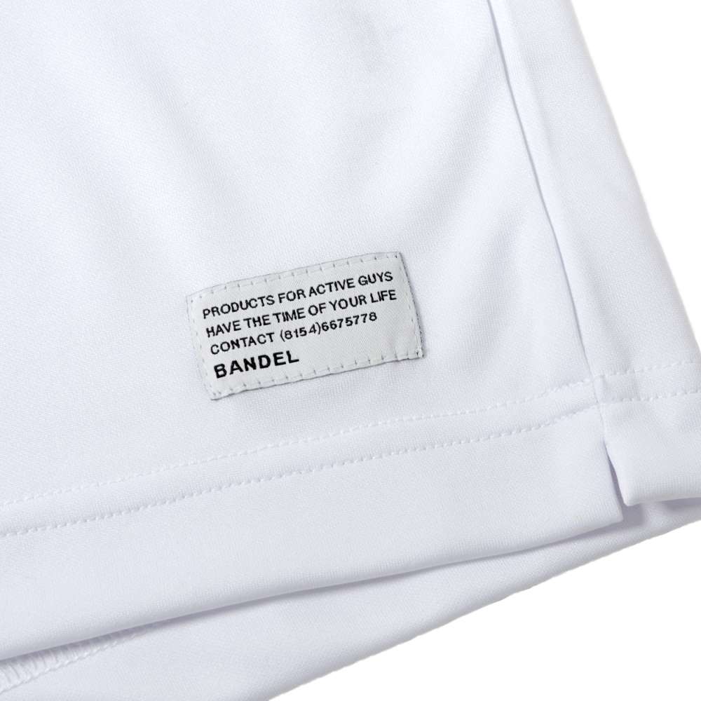 BANDEL GOLF バンデルゴルフ ポロシャツ NEVER UP,NEVER IN SYMMETRIC LOGO SMOOTH POLO BG-NISP001 WHITExBLACK ホワイト ブラック