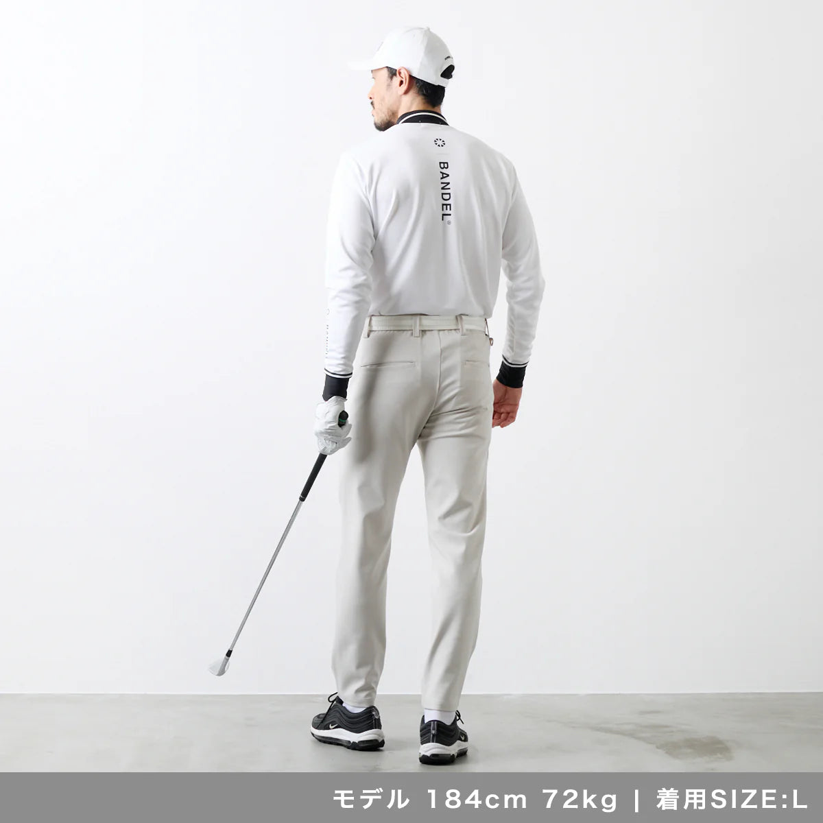 BANDEL GOLF バンデル ゴルフ バイカラー 長袖モックネック WHITE