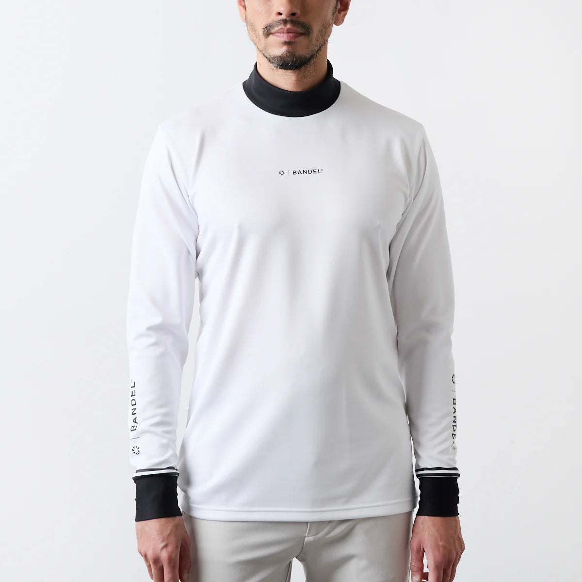 BANDEL GOLF バンデル ゴルフ バイカラー 長袖モックネック WHITE