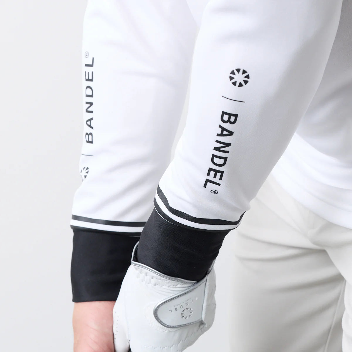 BANDEL GOLF バンデル ゴルフ バイカラー 長袖モックネック WHITE
