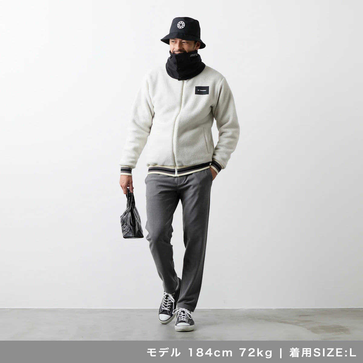 BANDEL GOLF スタンドカラー フリースブルゾン BEIGE