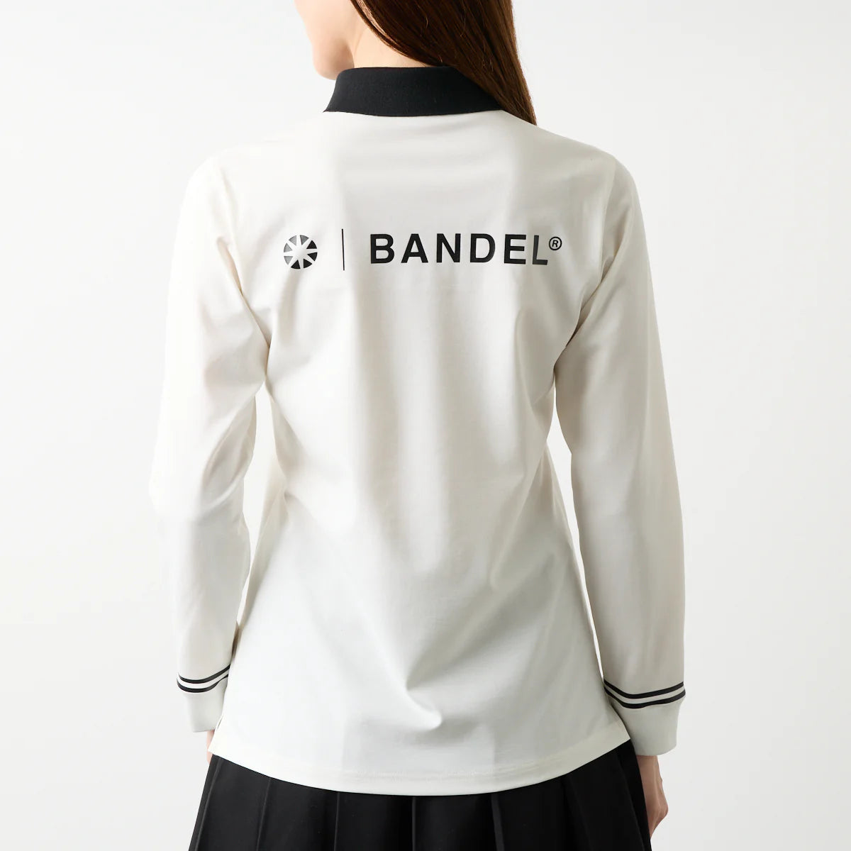 WOMENS バイカラー長袖ポロ WHITE