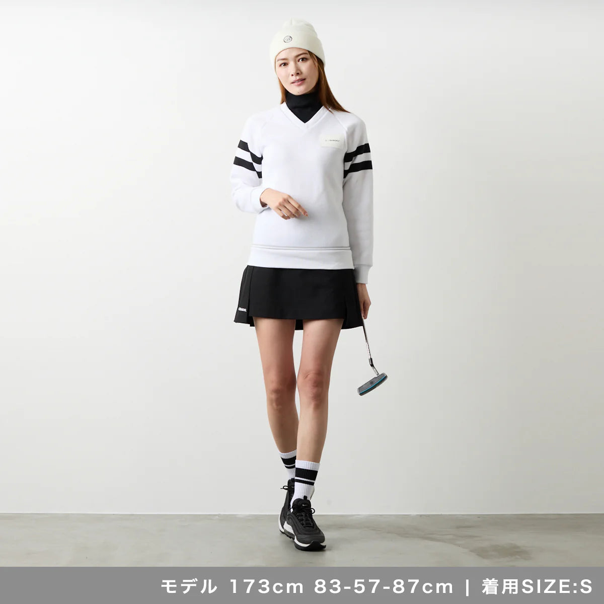 BANDEL GOLF ウィメンズ レイヤード ハイネックニット WHITE
