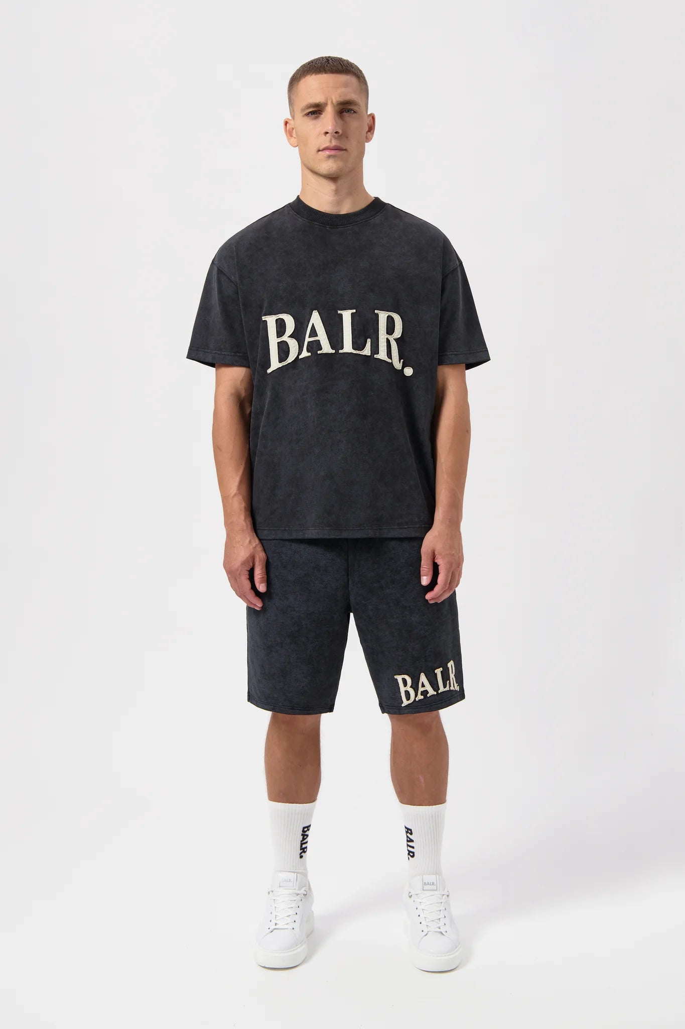 BALR. URBAN WASHED SWEAT SHORTS-JET BLACK