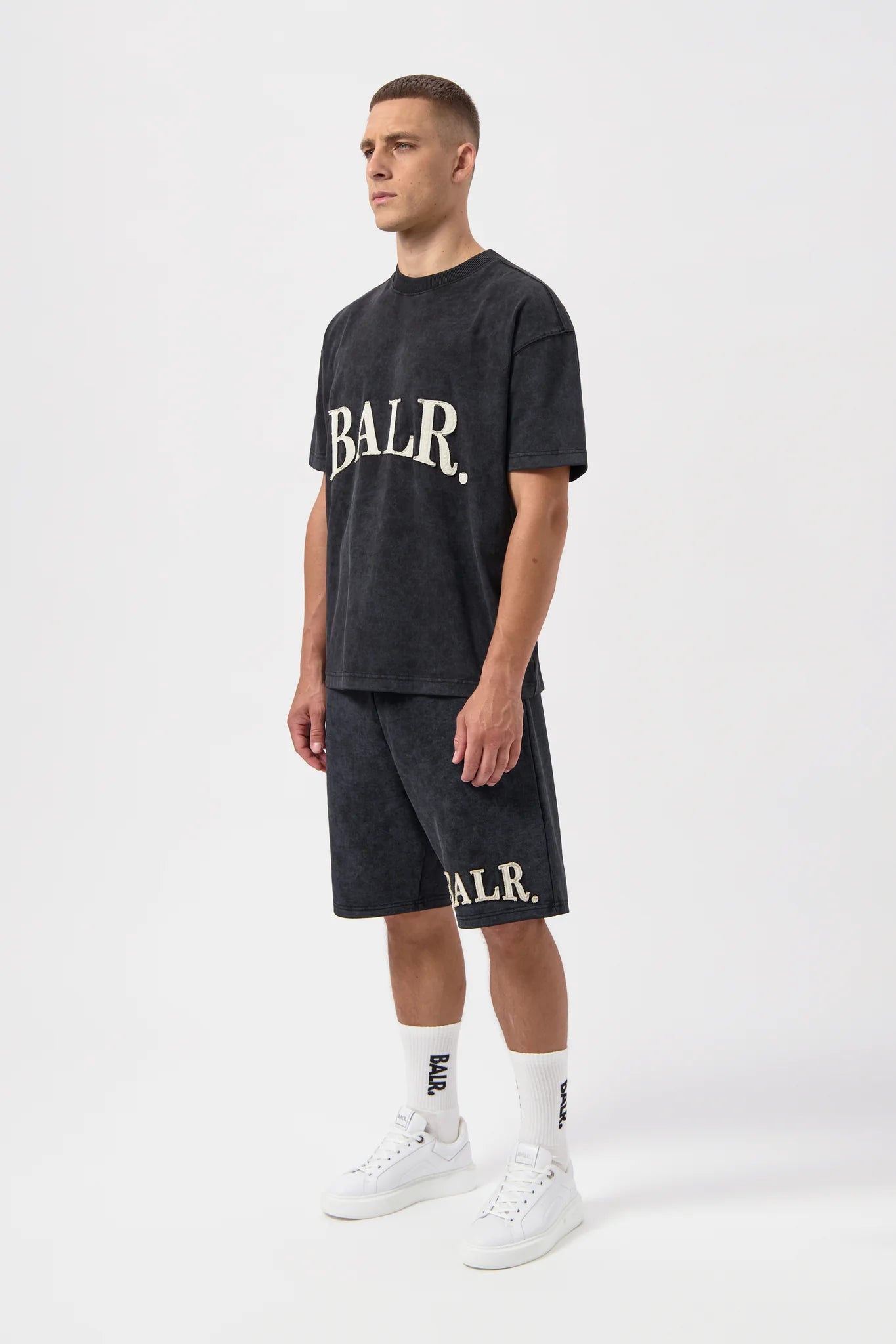 BALR. URBAN WASHED SWEAT SHORTS-JET BLACK