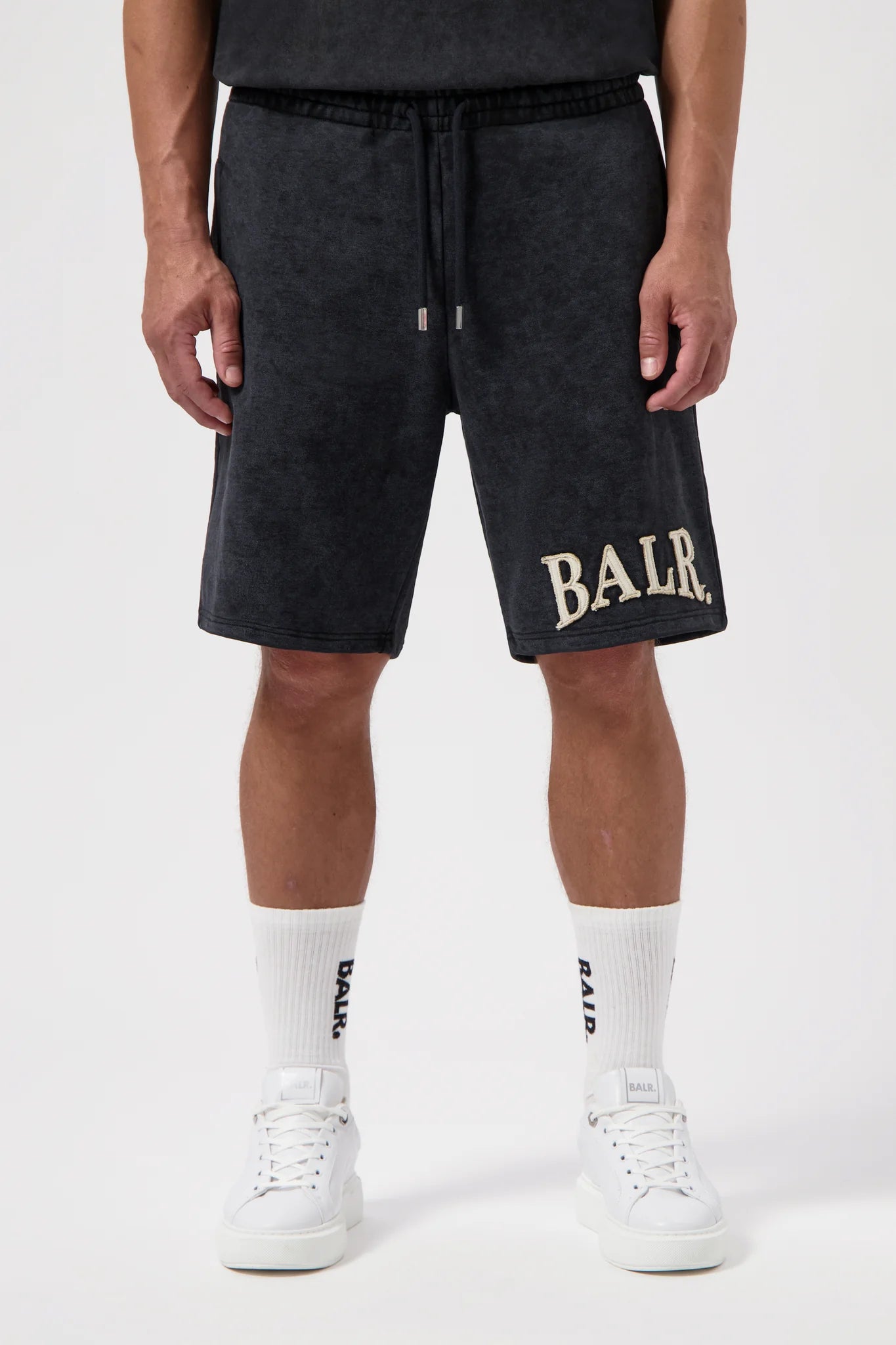 BALR. URBAN WASHED SWEAT SHORTS-JET BLACK