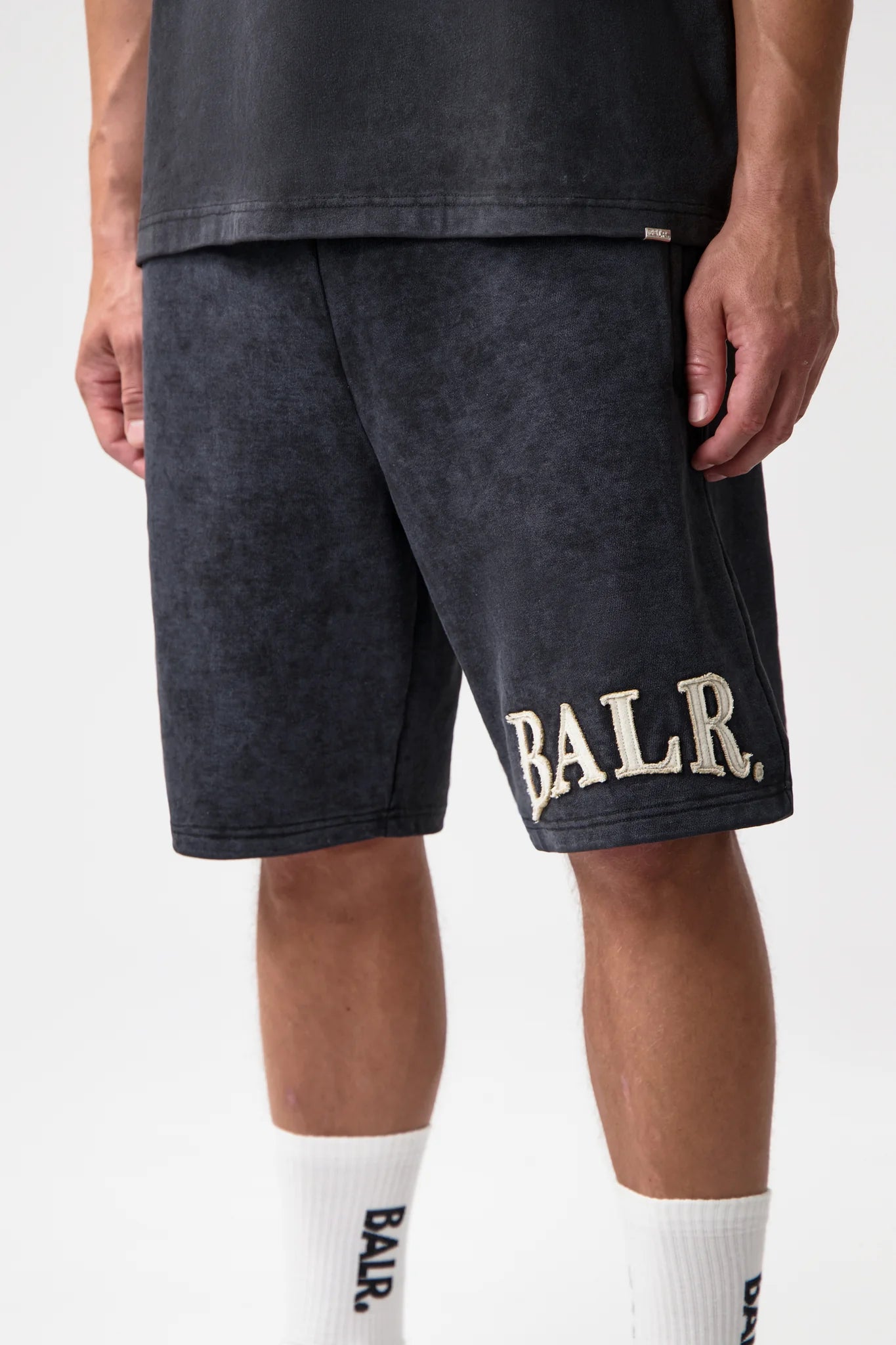 BALR. URBAN WASHED SWEAT SHORTS-JET BLACK