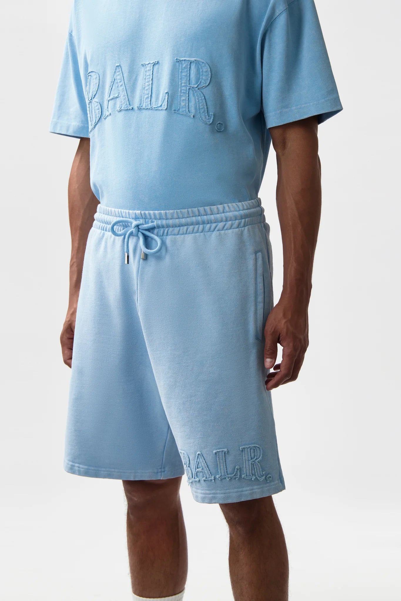 BALR. URBAN WASHED SWEAT SHORTS-BREEZE BLUE