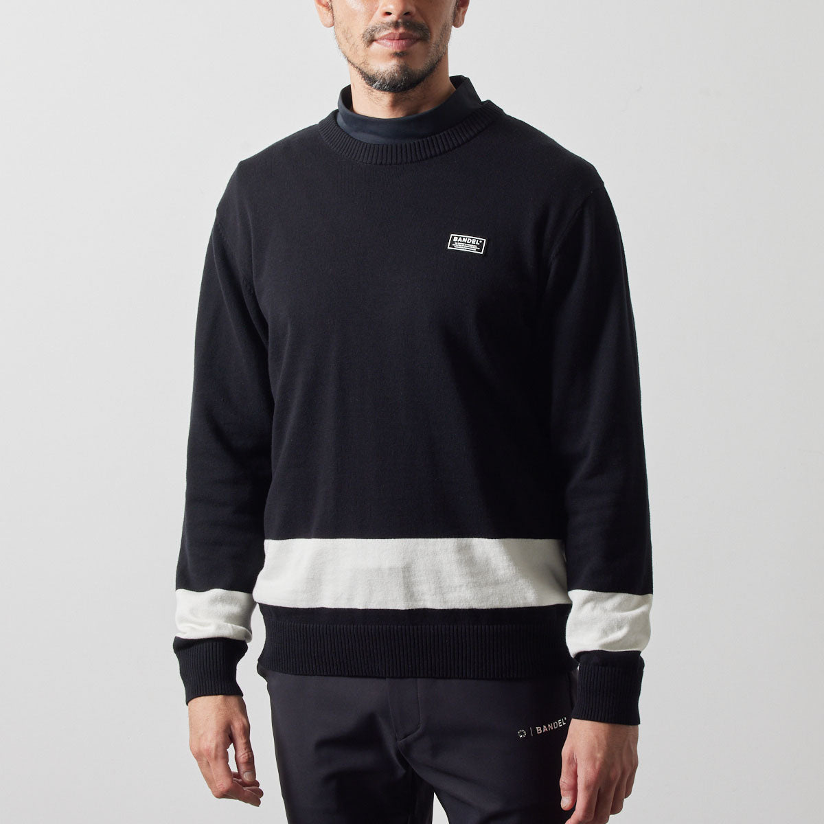 BICOLOR CREWNECK KNIT BGS-4ABCNK ニット コットン 100% / BLACK×WHITE