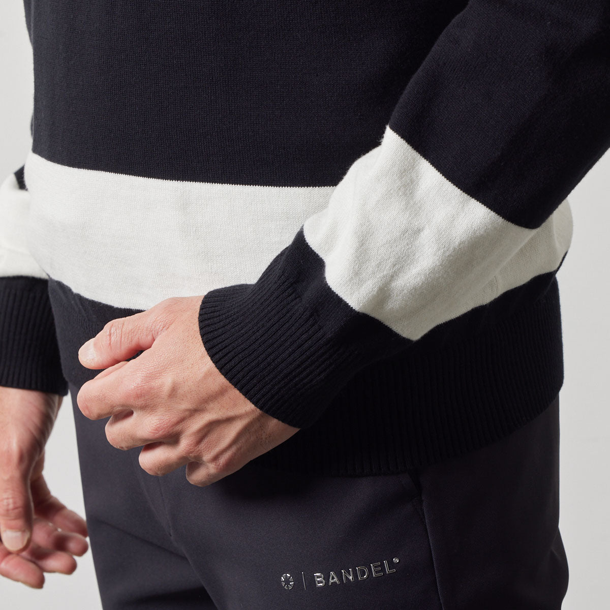 BICOLOR CREWNECK KNIT BGS-4ABCNK ニット コットン 100% / BLACK×WHITE