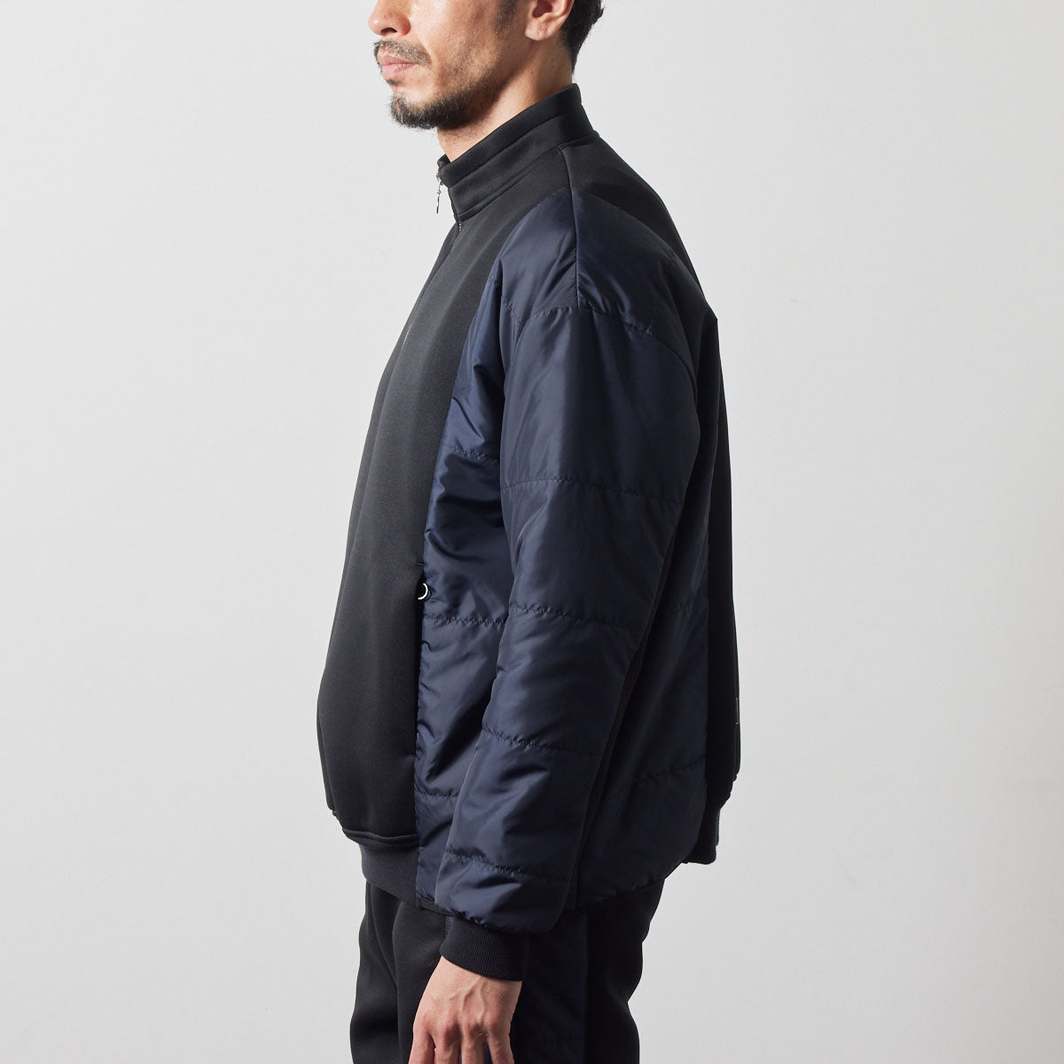 PUFFER SLEEVE HALF ZIP BLOUSON BGS-4APSHB ブルゾン ハーフジップ 軽量 保温 中綿 動きやすい ルーズフィット セットアップ / BLACK
