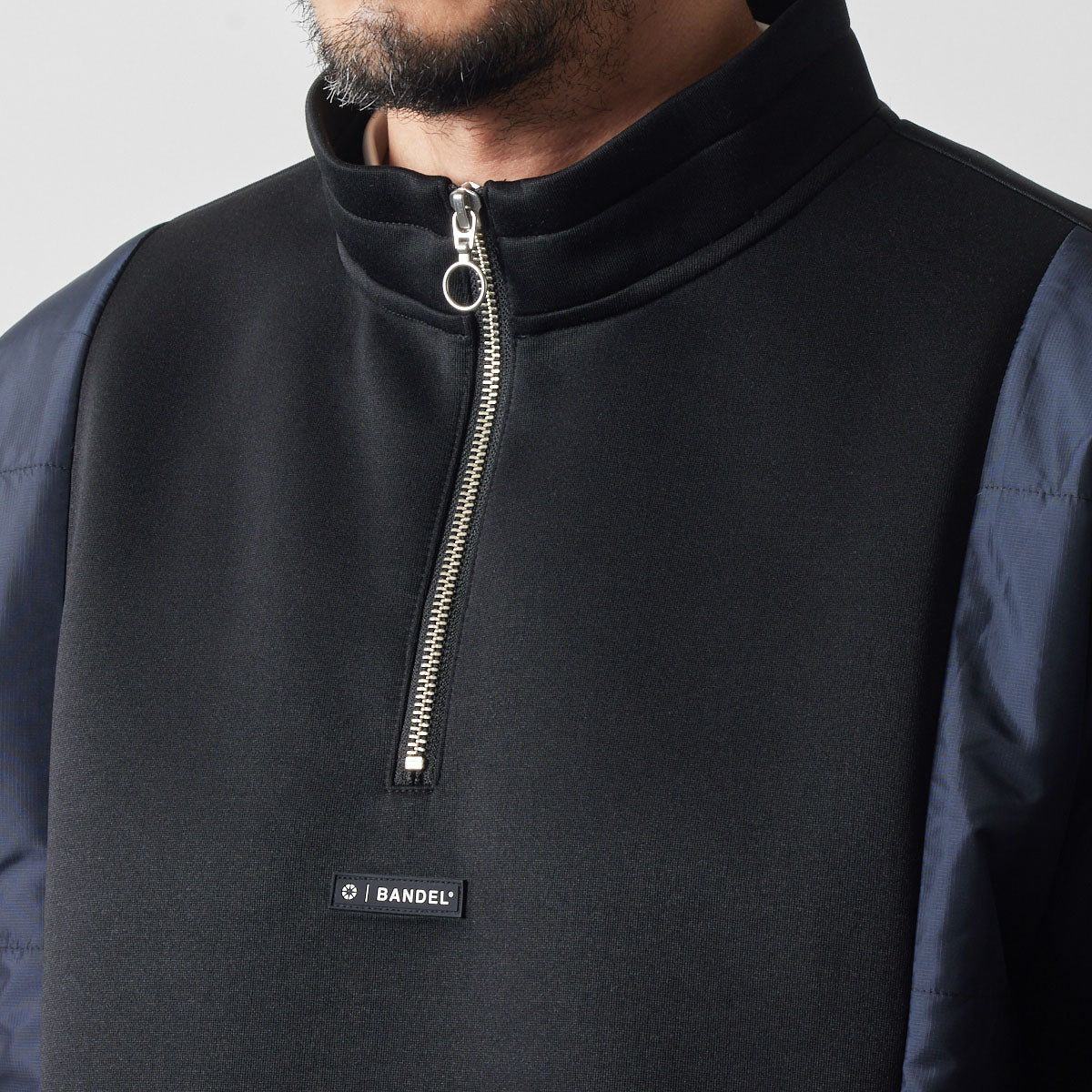 PUFFER SLEEVE HALF ZIP BLOUSON BGS-4APSHB ブルゾン ハーフジップ 軽量 保温 中綿 動きやすい ルーズフィット セットアップ / BLACK