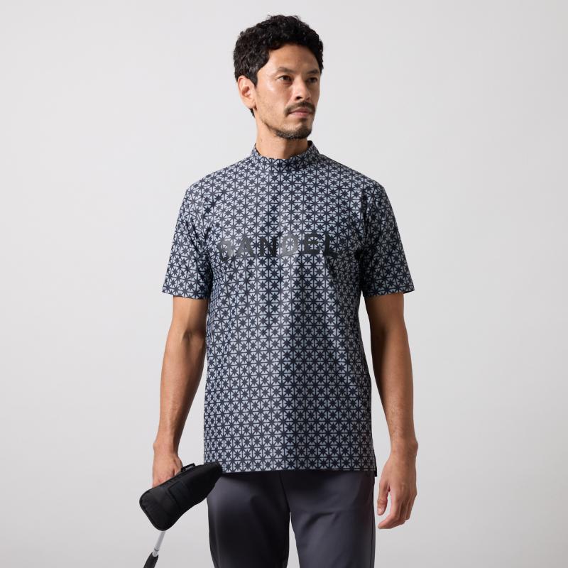 BANDEL BICOLOR CREST ALLOVER S/S MOCK NECK SHIRTS