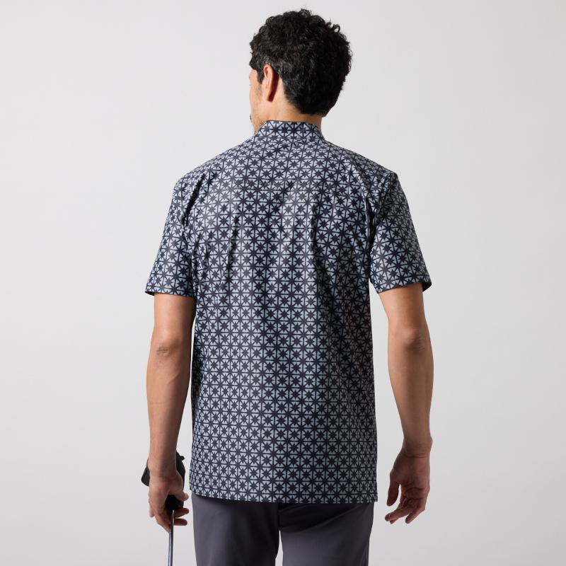 BANDEL BICOLOR CREST ALLOVER S/S MOCK NECK SHIRTS