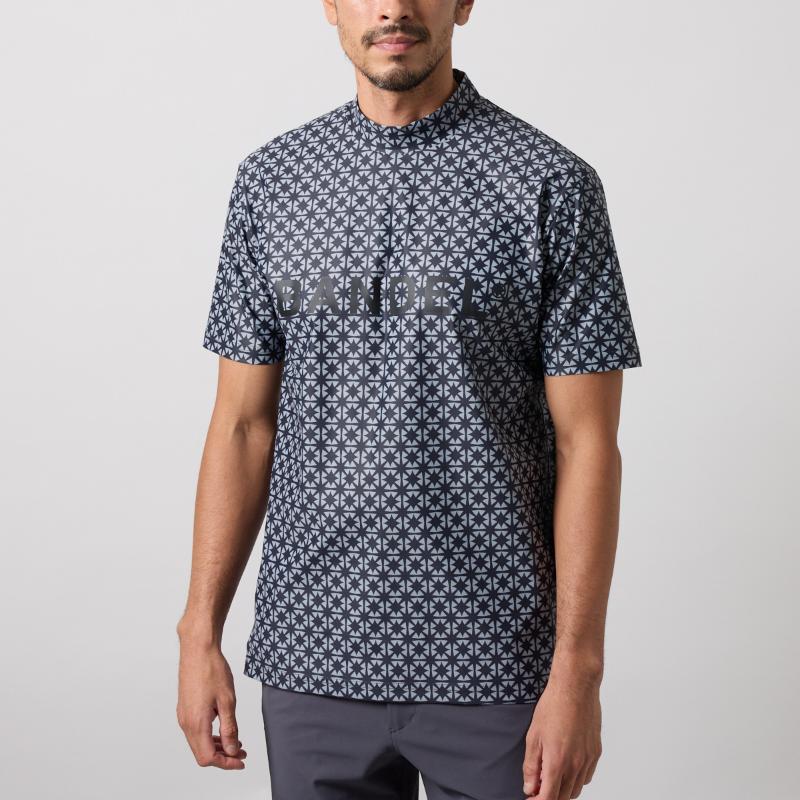 BANDEL BICOLOR CREST ALLOVER S/S MOCK NECK SHIRTS