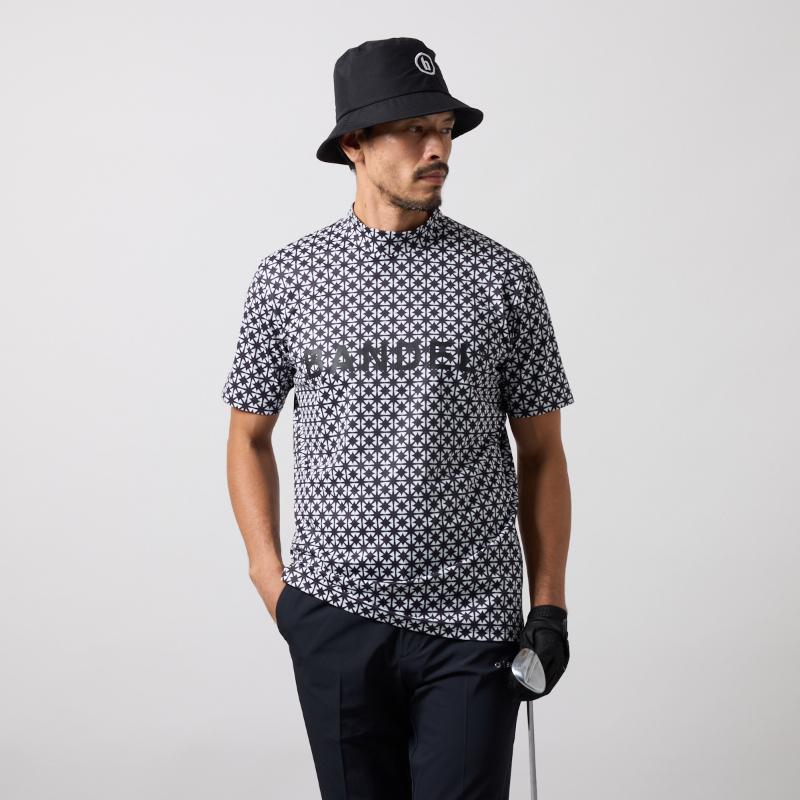BANDEL BICOLOR CREST ALLOVER S/S MOCK NECK SHIRTS