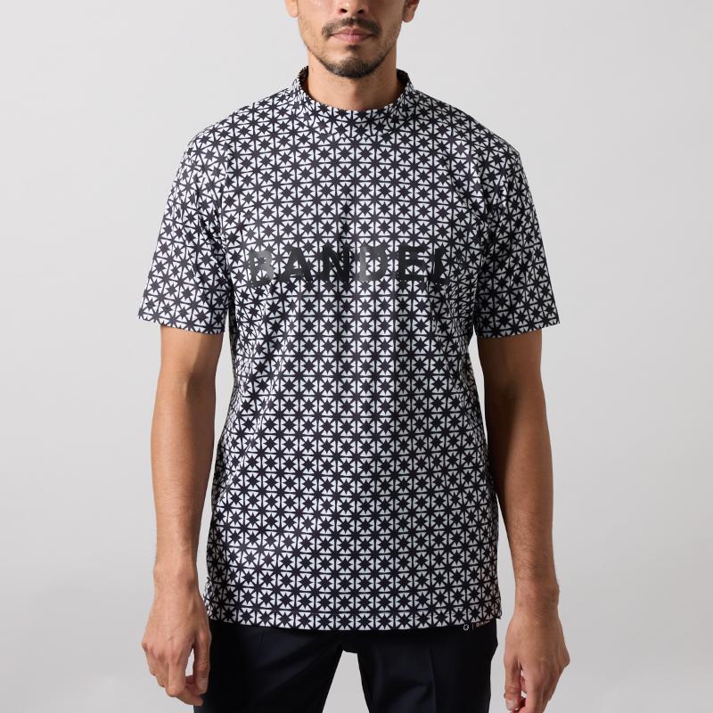 BANDEL BICOLOR CREST ALLOVER S/S MOCK NECK SHIRTS