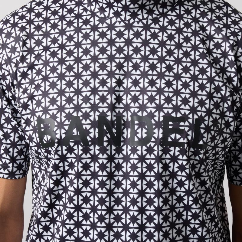 BANDEL BICOLOR CREST ALLOVER S/S MOCK NECK SHIRTS