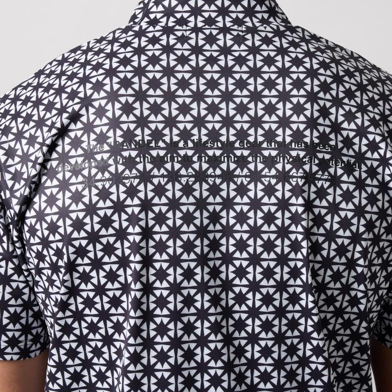 BANDEL BICOLOR CREST ALLOVER S/S MOCK NECK SHIRTS