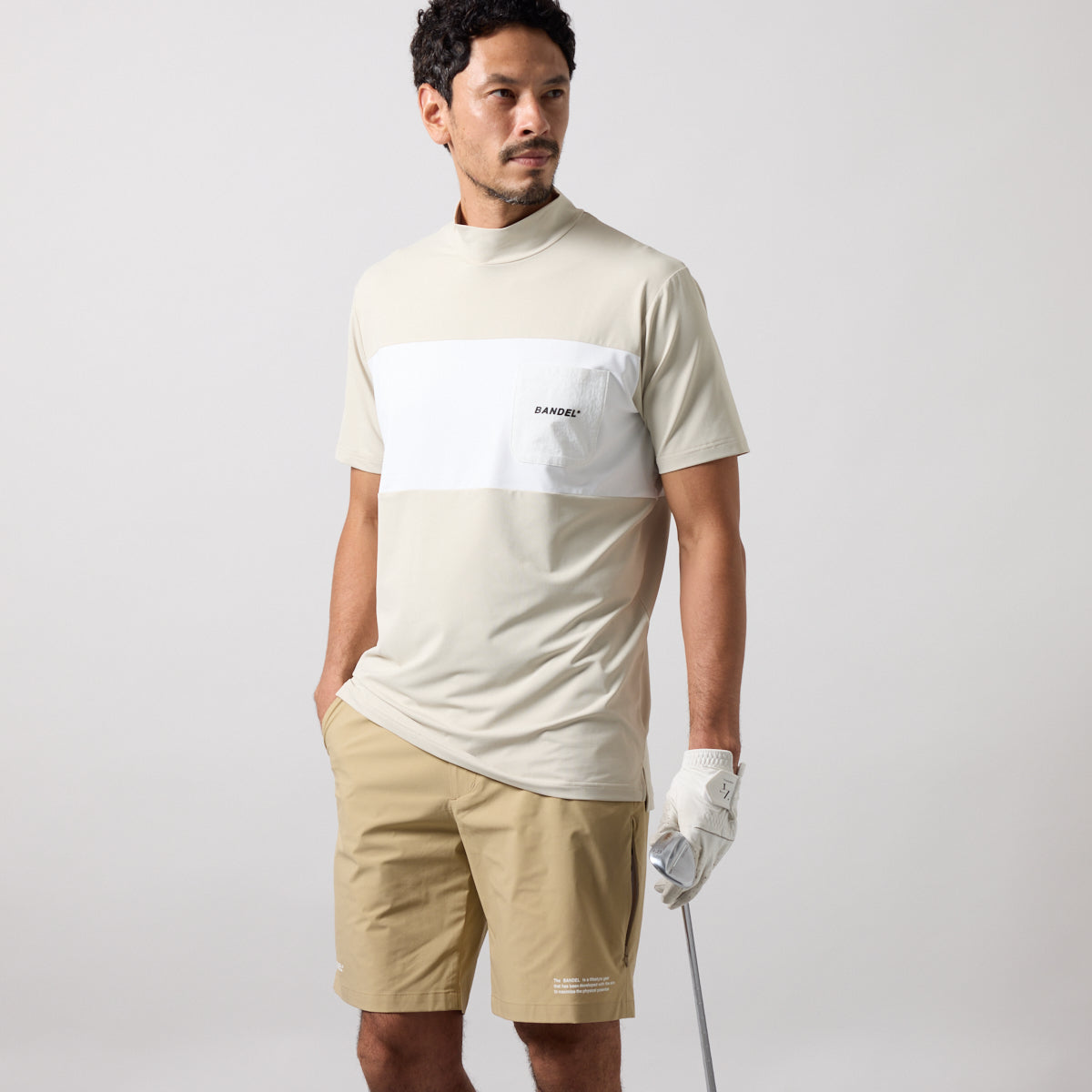 BANDEL GOLF BICOLOR PATERN S/S MOCK NECK SHIRTS