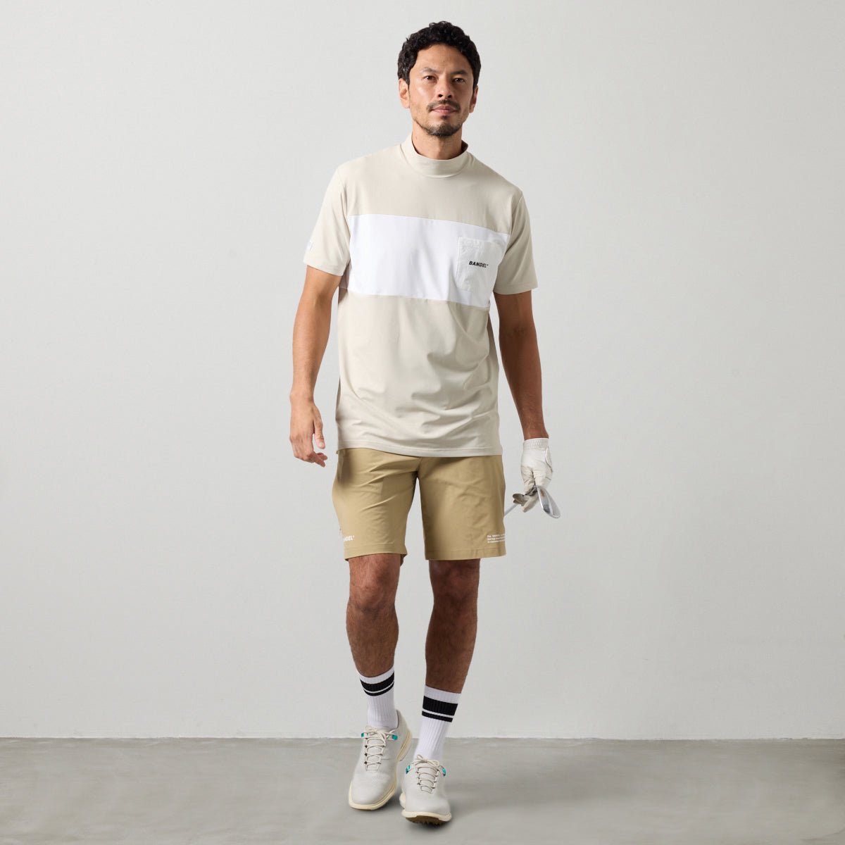 BANDEL GOLF BICOLOR PATERN S/S MOCK NECK SHIRTS