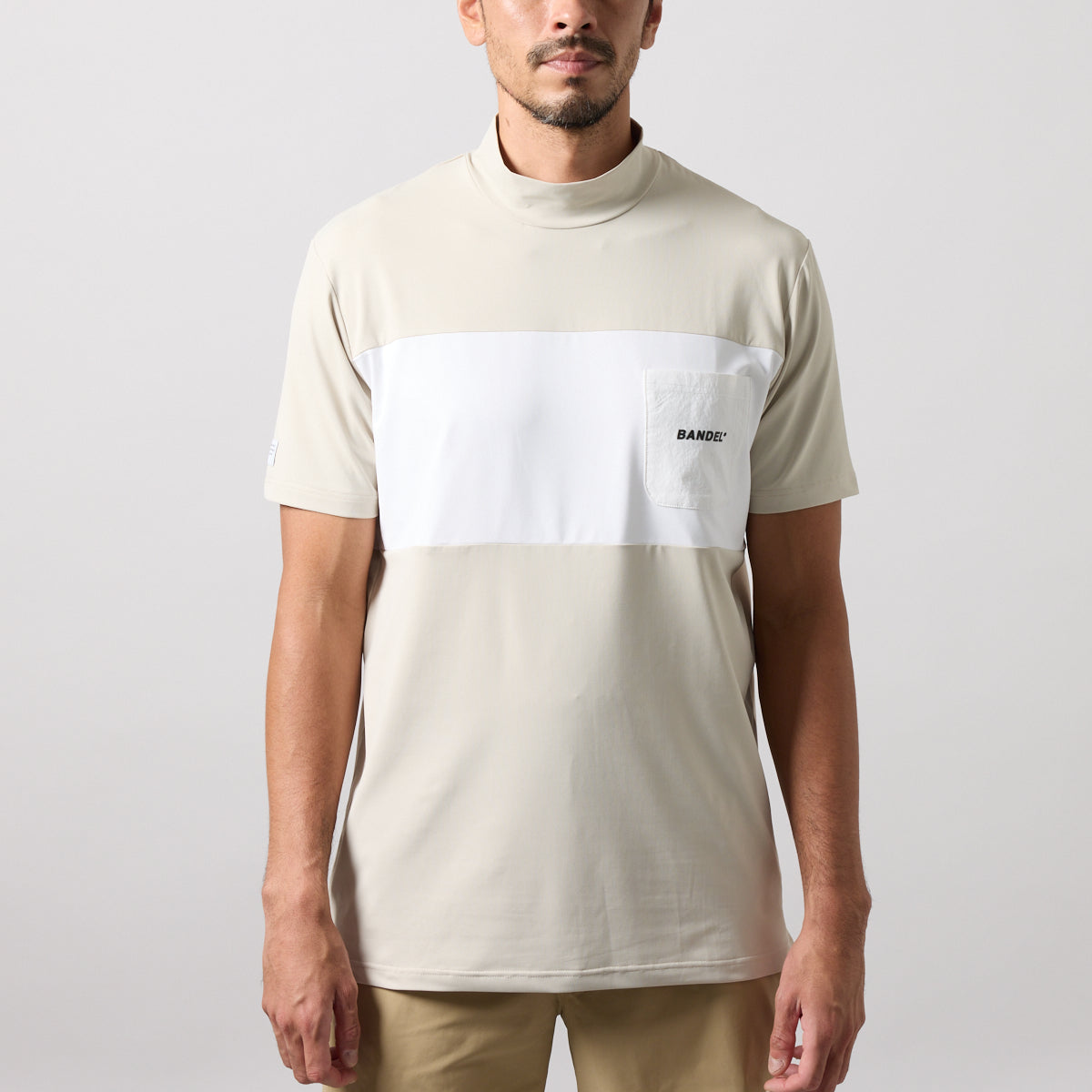 BANDEL GOLF BICOLOR PATERN S/S MOCK NECK SHIRTS