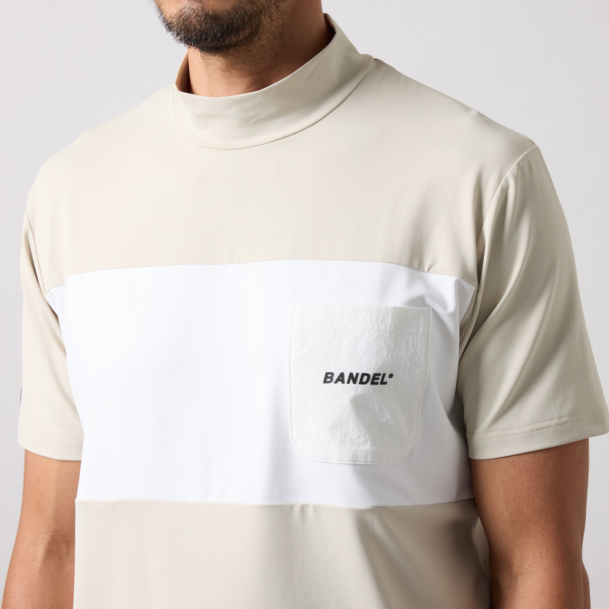 BANDEL GOLF BICOLOR PATERN S/S MOCK NECK SHIRTS