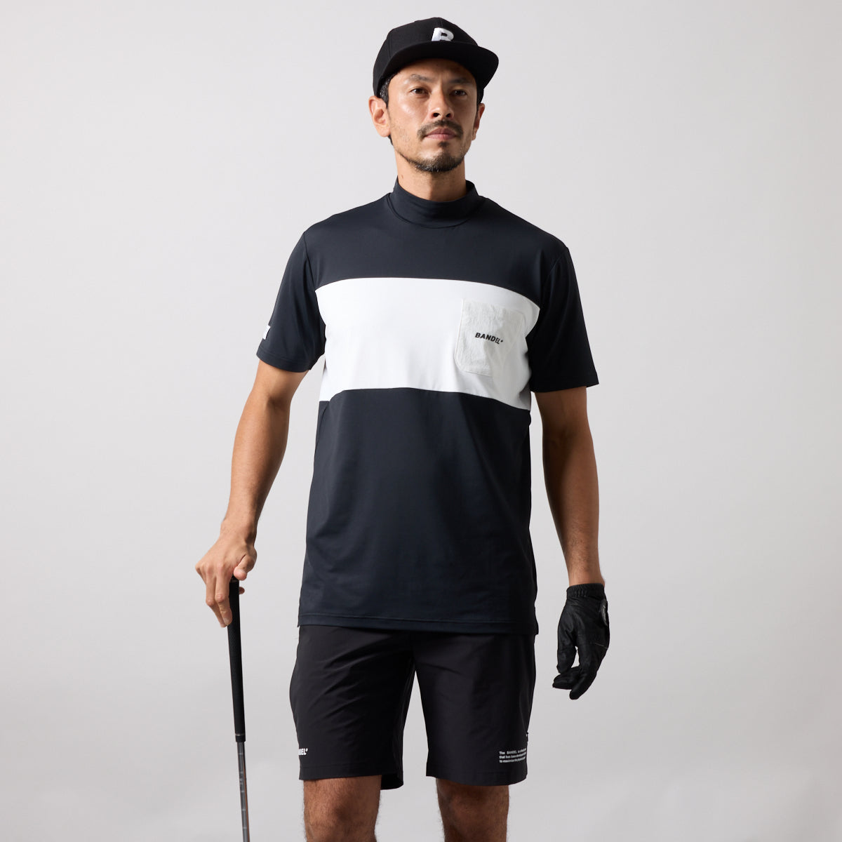 BANDEL GOLF BICOLOR PATERN S/S MOCK NECK SHIRTS