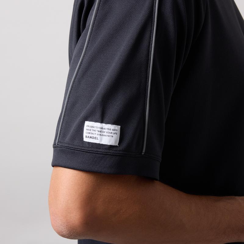 BANDEL PIPING REFLECTOR S/S MOCK NECK SHIRTS