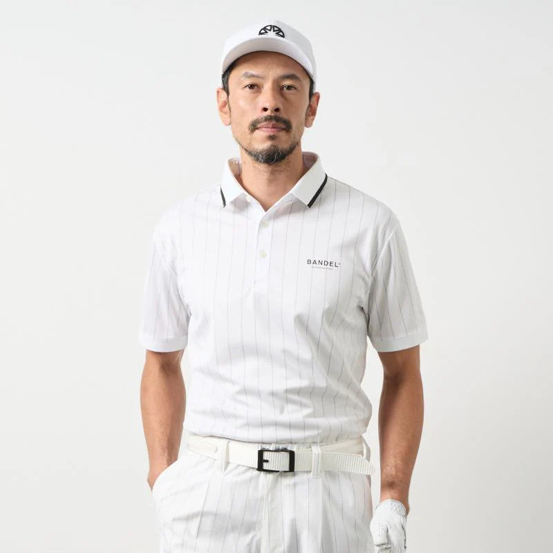BANDEL GOLF ピンストライプポロシャツ WHITE