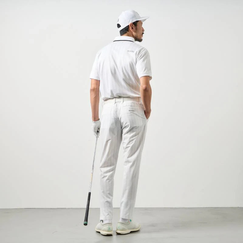 BANDEL GOLF ピンストライプポロシャツ WHITE