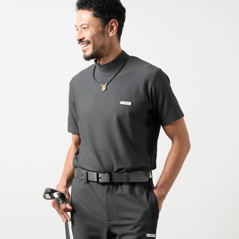 BANDEL GOLF ドライワッフルスウィッチモックネック CHARCOAL GRAY
