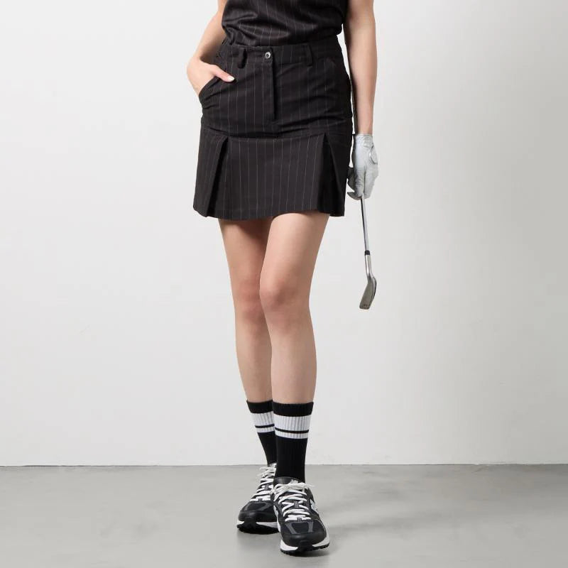 BANDEL GOLF バンデル ゴルフ ウィメンズ ピンストライプインバーテッドプリーツスカート BLACK