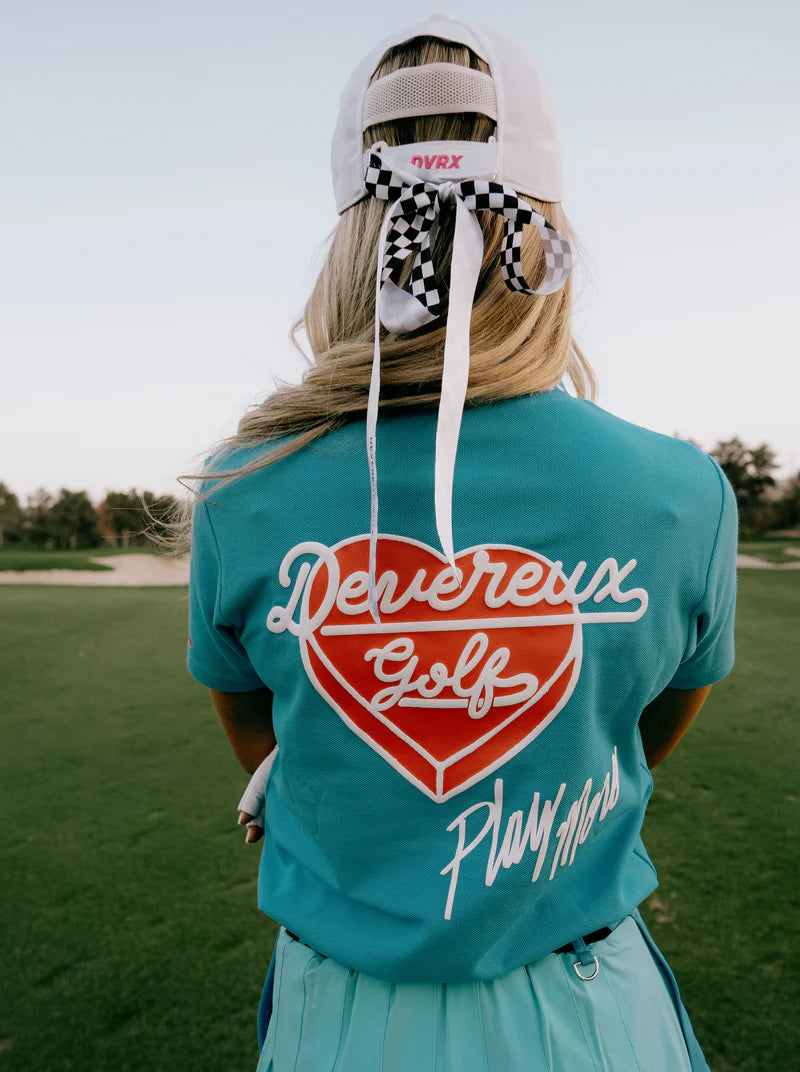 DEVEREUX GOLF WOMEN Classic Logo Rib モックネックハートTシャツ 763572090-AQUA