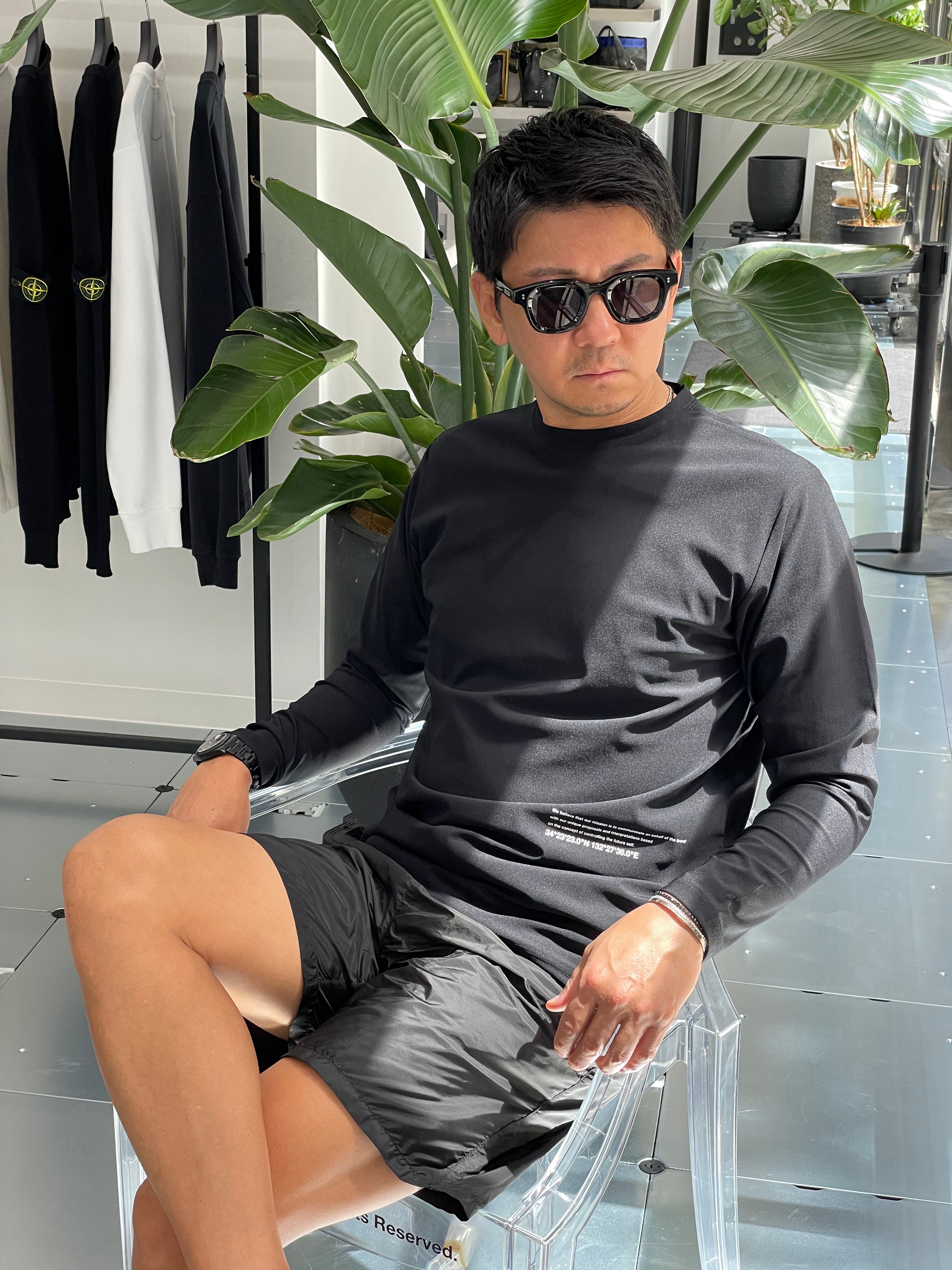 【TRANSIT SQUARE 別注】 longsleave Tee LOOSE FIT RC33-T-004T ロンT 機能素材 / BLACK