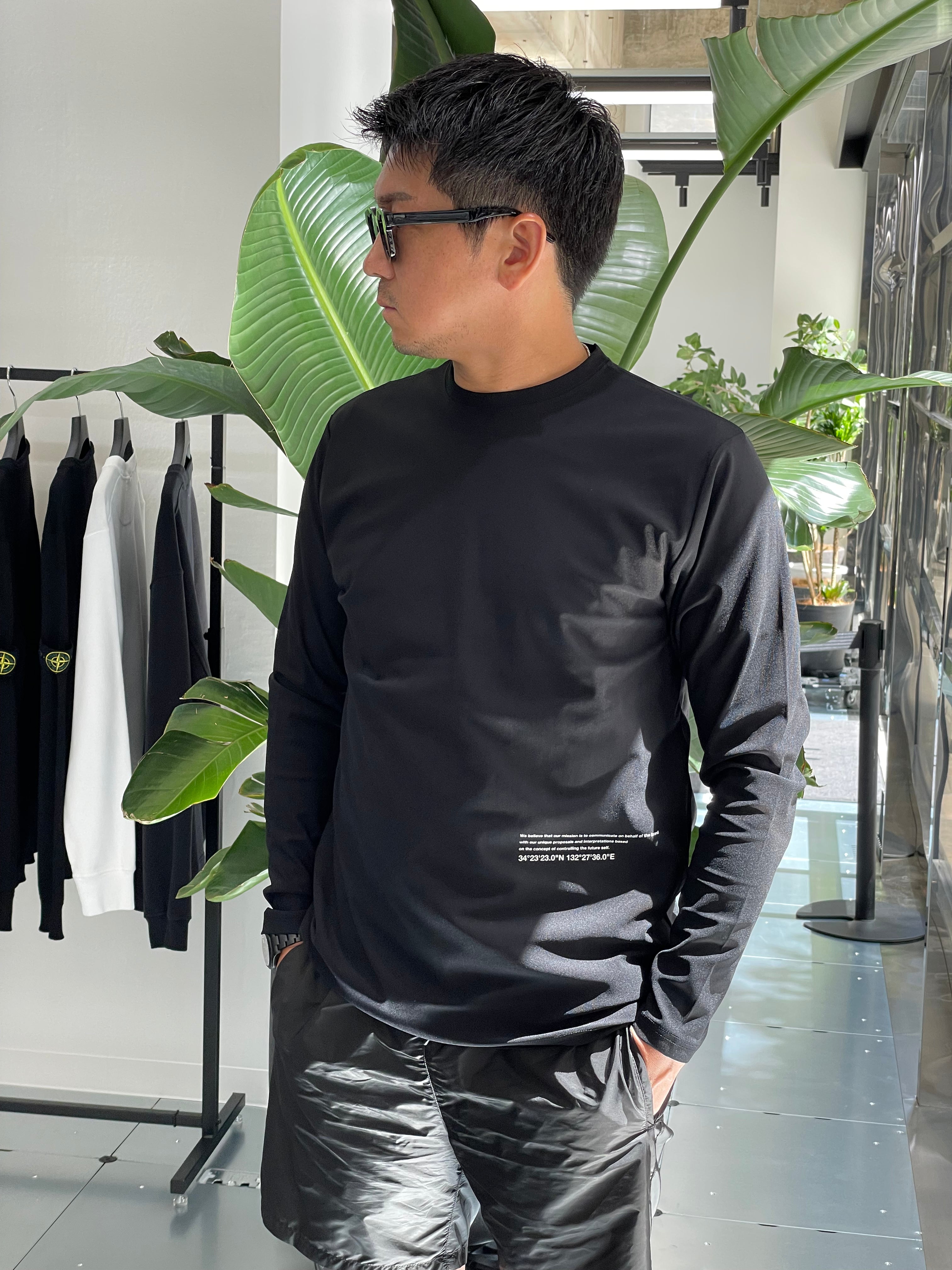 【TRANSIT SQUARE 別注】 longsleave Tee LOOSE FIT RC33-T-004T ロンT 機能素材 / BLACK