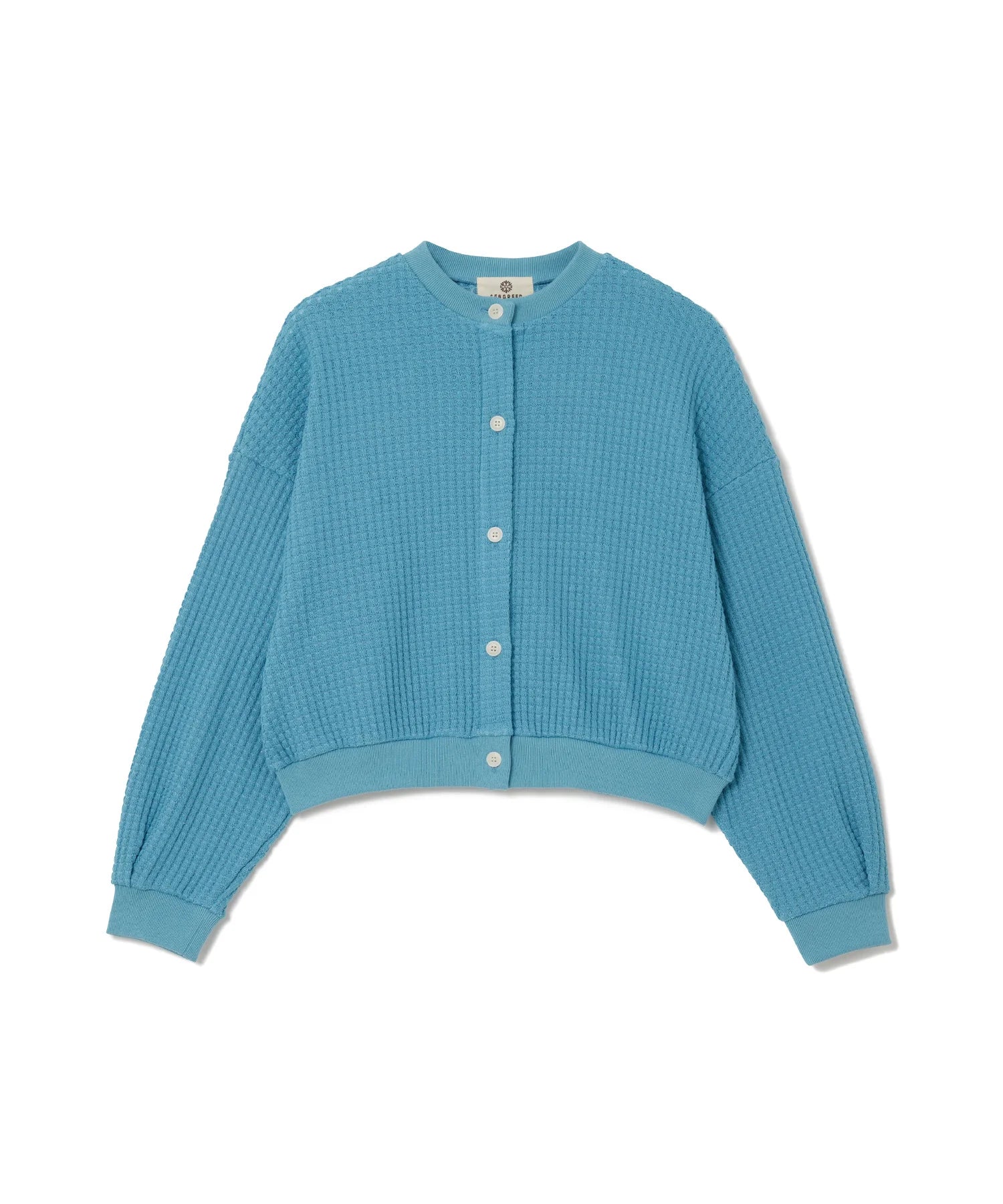 SEAGREEN BIG WAFFLE CARDIGAN