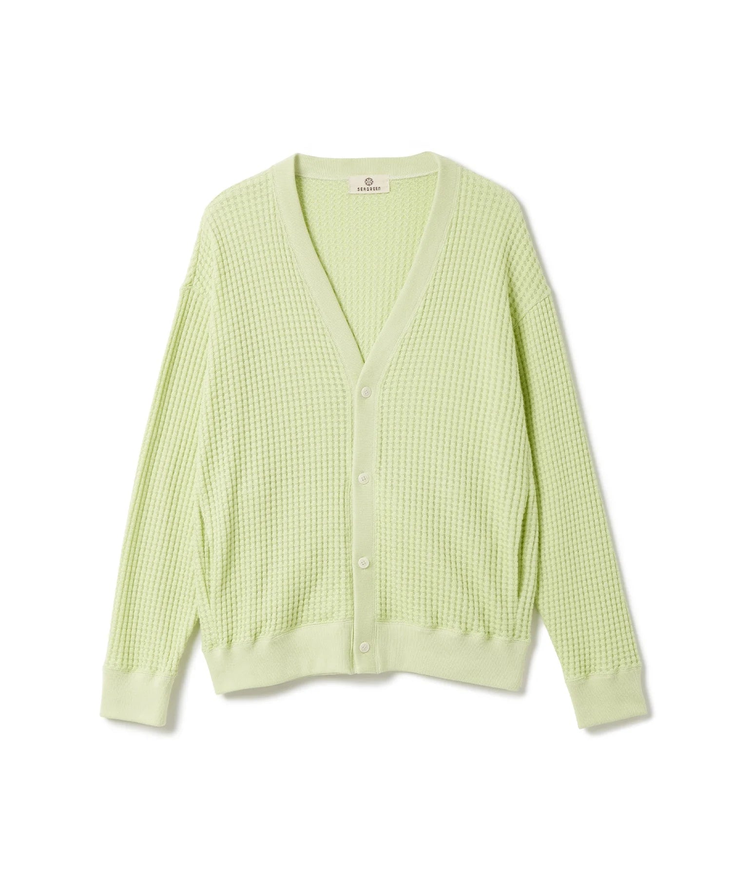 SEAGREEN BIG WAFFLE CARDIGAN