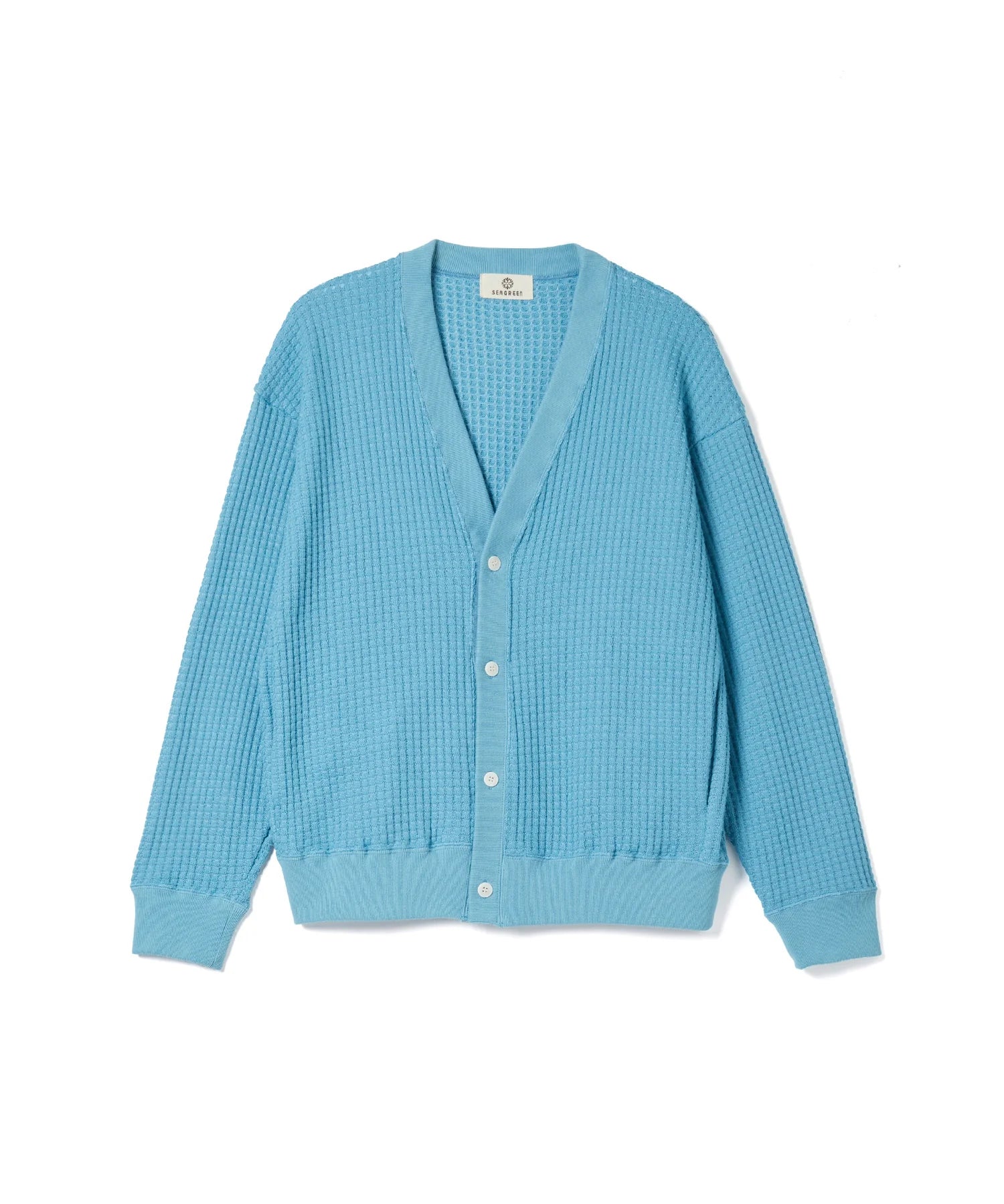 SEAGREEN BIG WAFFLE CARDIGAN