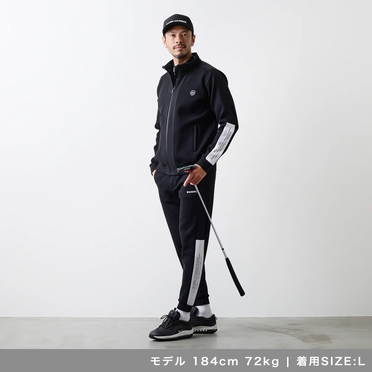 BANDEL GOLF スタンドカラー スウィッチ ジップブルゾン BLACK
