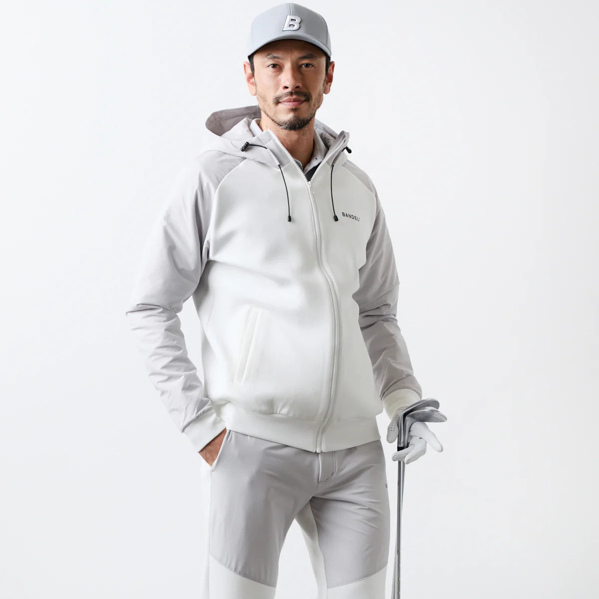 BANDEL GOLF スウィッチ ラグランスリーブ ジップフーディー WHITE