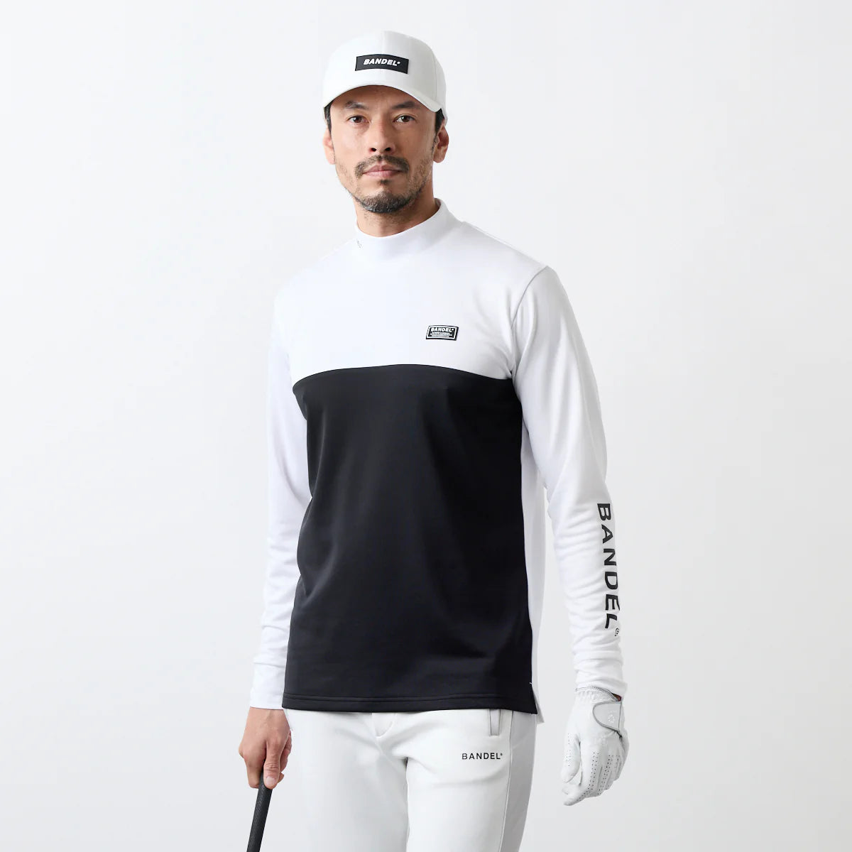 BANDEL GOLF バンデル ゴルフ チェストスウィッチ 長袖モックネック WHITE