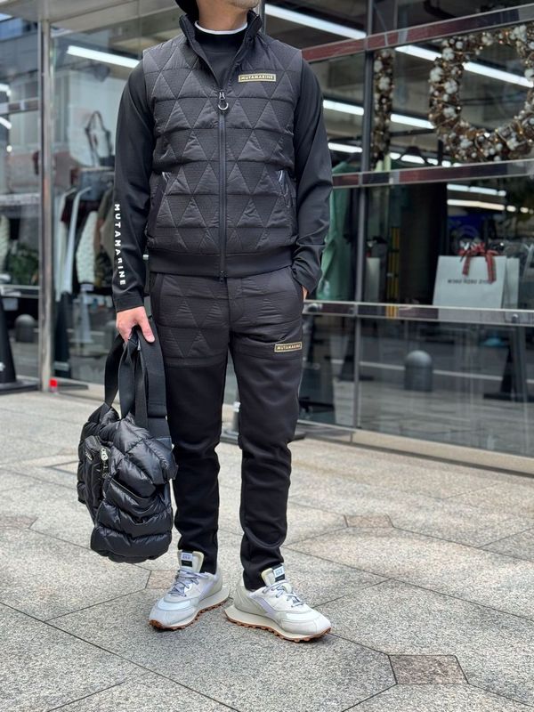 muta MARINE ジオメトリック キルティングパンツ Geometric down pants MMJC-444275 BLACK