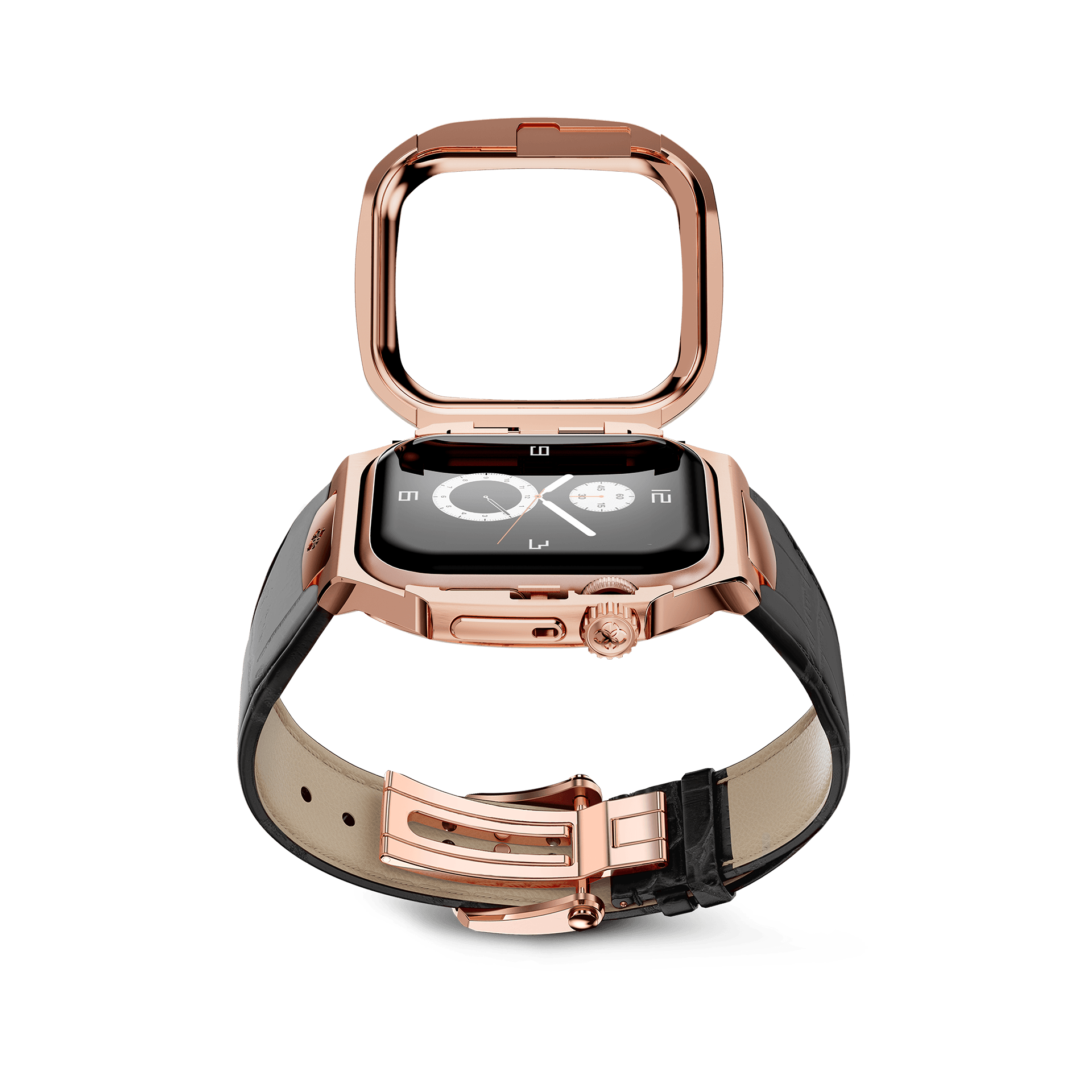 GOLDEN CONCEPT ゴールデンコンセプト Apple Watch Case - ROL45 - Rose Gold / Black ブラック