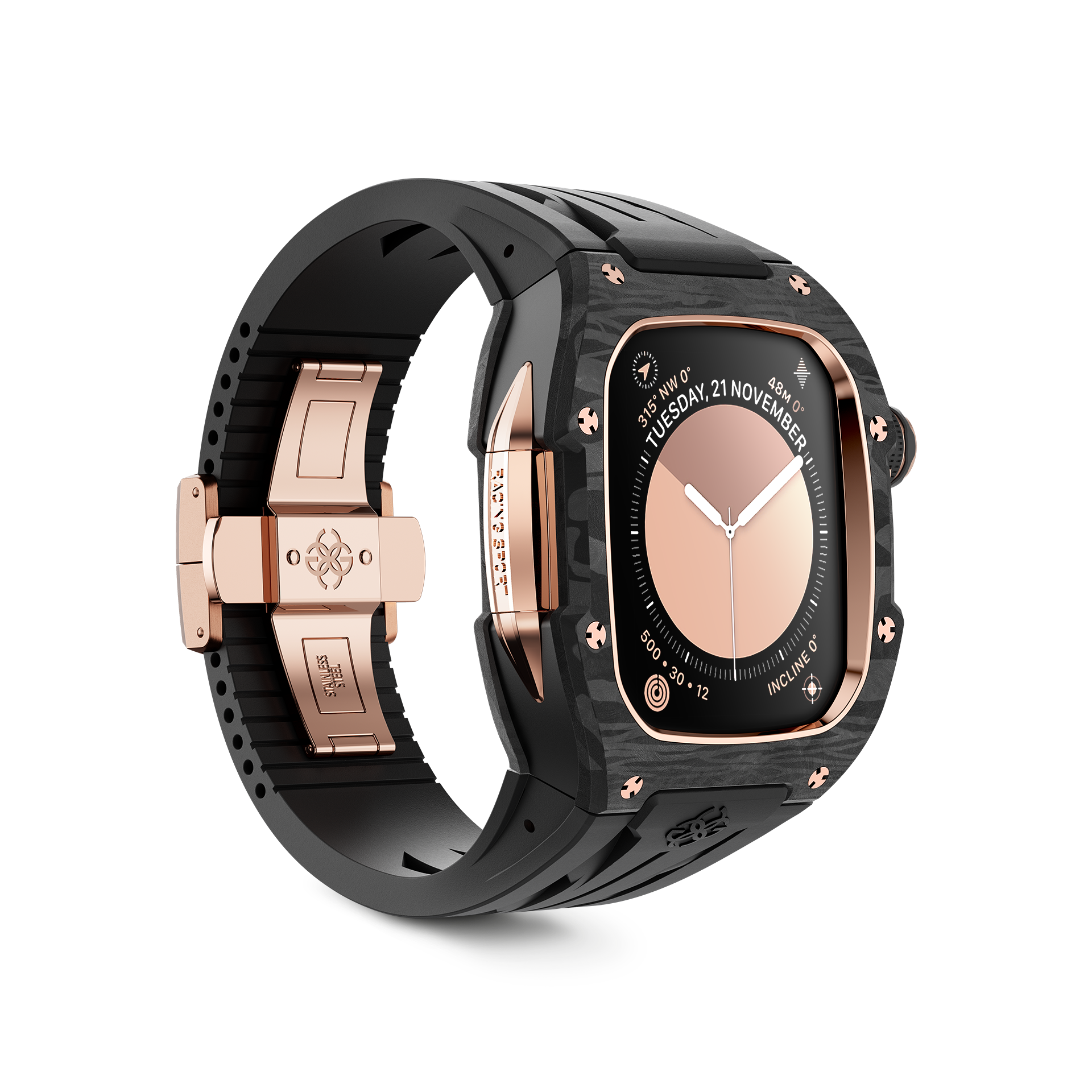 GOLDEN CONCEPT ゴールデンコンセプト Apple Watch Case / RSCIII46 - Rose Gold Carbon ローズゴールド カーボン