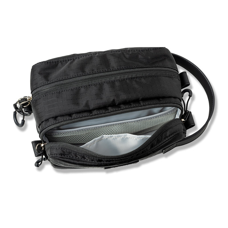 RIPSTOP DOUBLE ZIP HANDLE POACH BGJ-4SDZP ポーチ ダブルジップ 軽量 / BLACK×WHITE